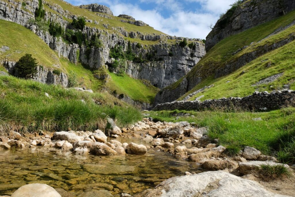 Limestone scenery and Gordale Beck, Yorkshire Dales